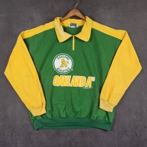 Vintage Oakland A's Hummer Sportswear Pullover Mens XL Green Yellow Cotton 1992